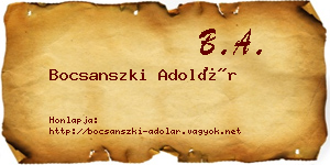 Bocsanszki Adolár névjegykártya